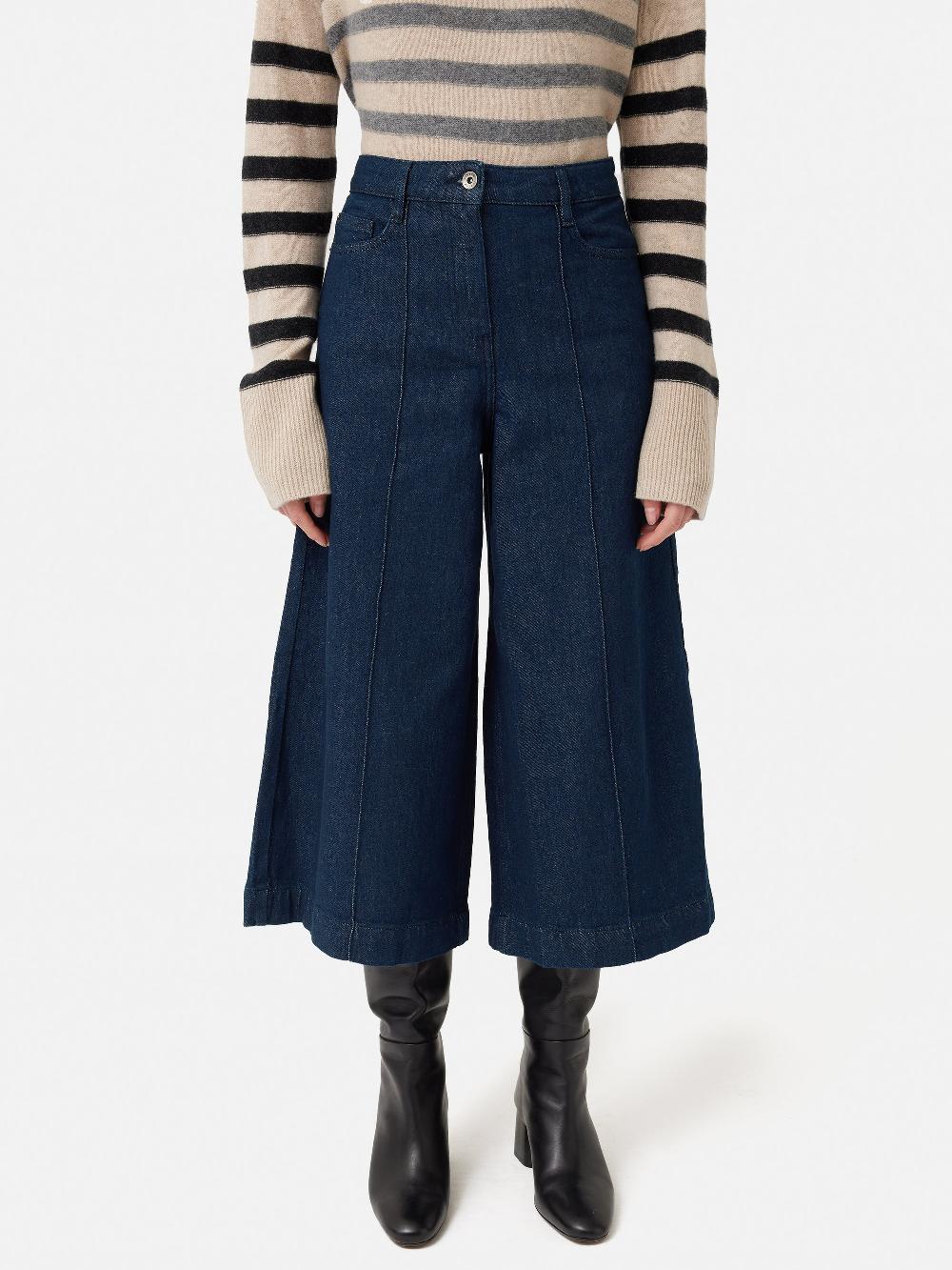 jigsaw Seamed Denim Culotte Indigo