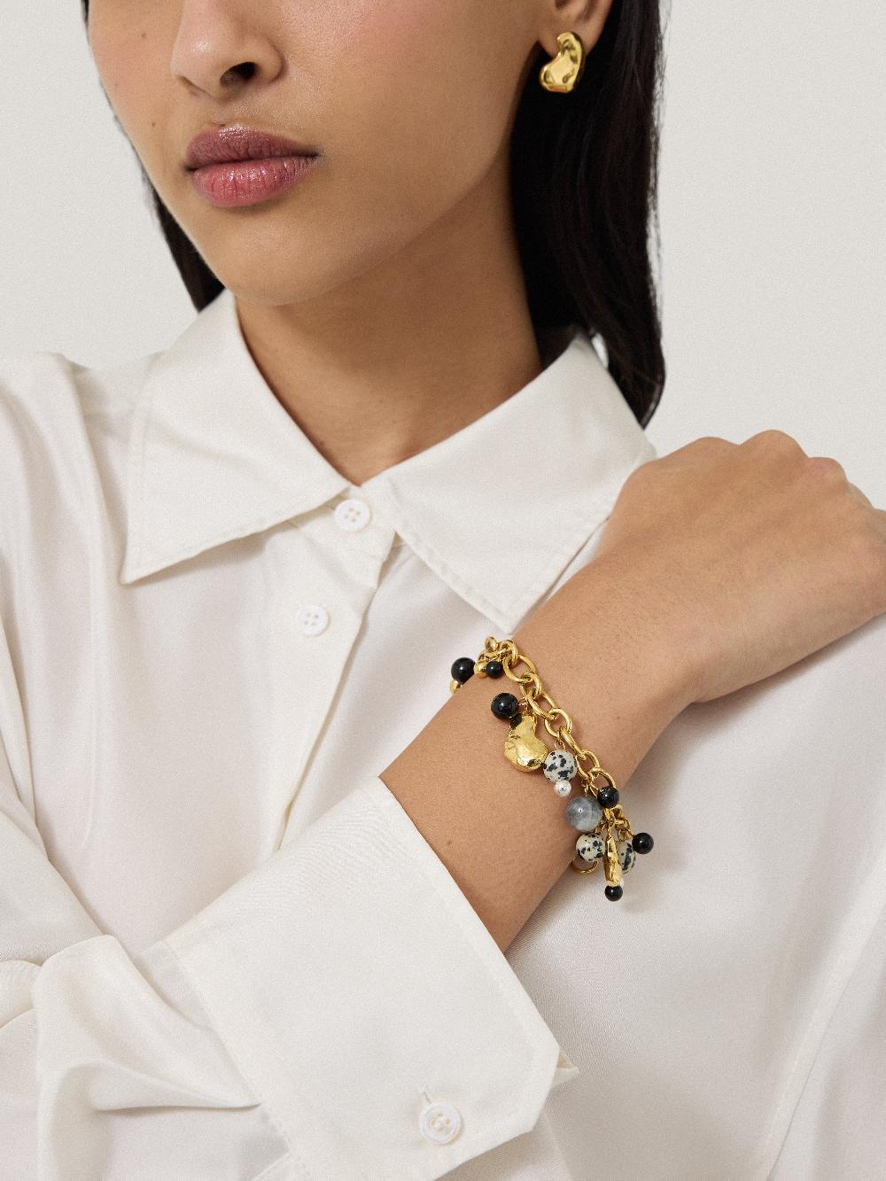 Jigsaw Semi Precious Charm Bracelet Multi