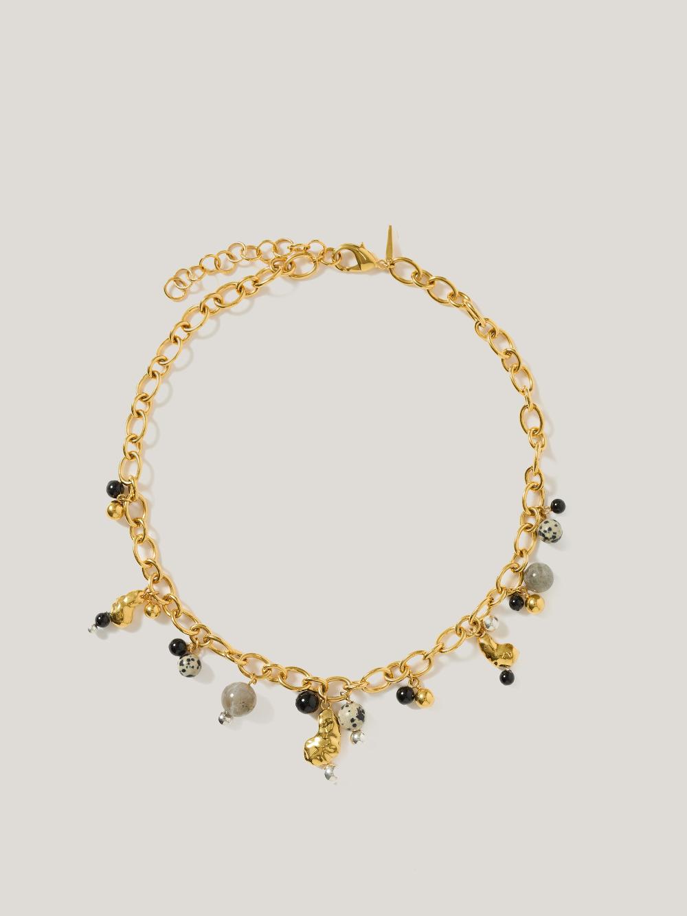 jigsaw Semi Precious Charm Necklace Multi