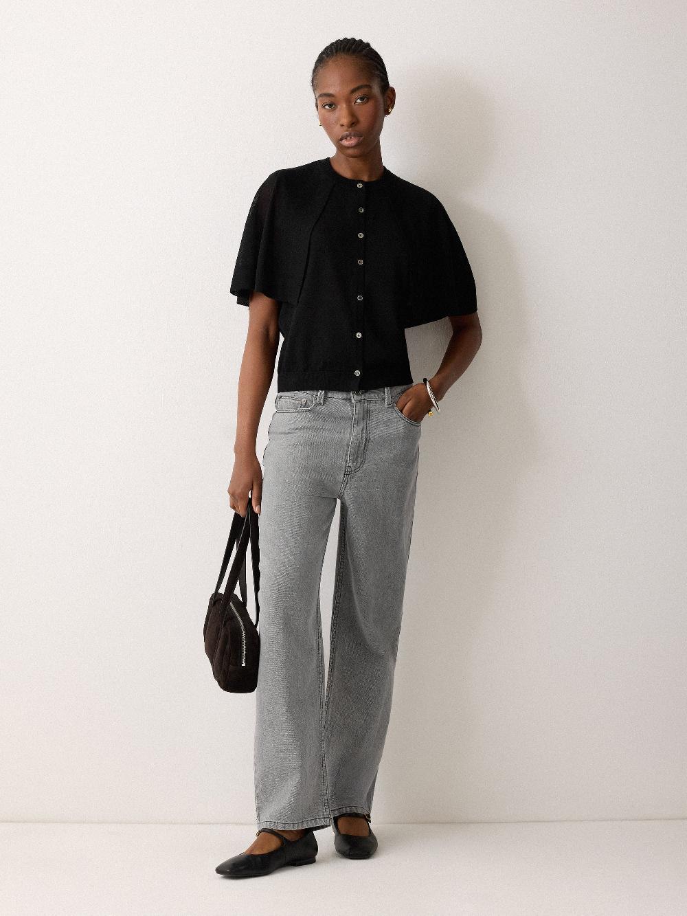 Jigsaw Sheer Cardi Cape Top Black