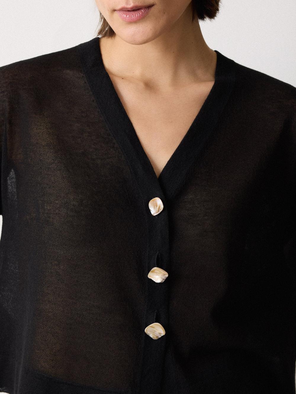 Jigsaw Sheer Linen Blend Cardigan Black