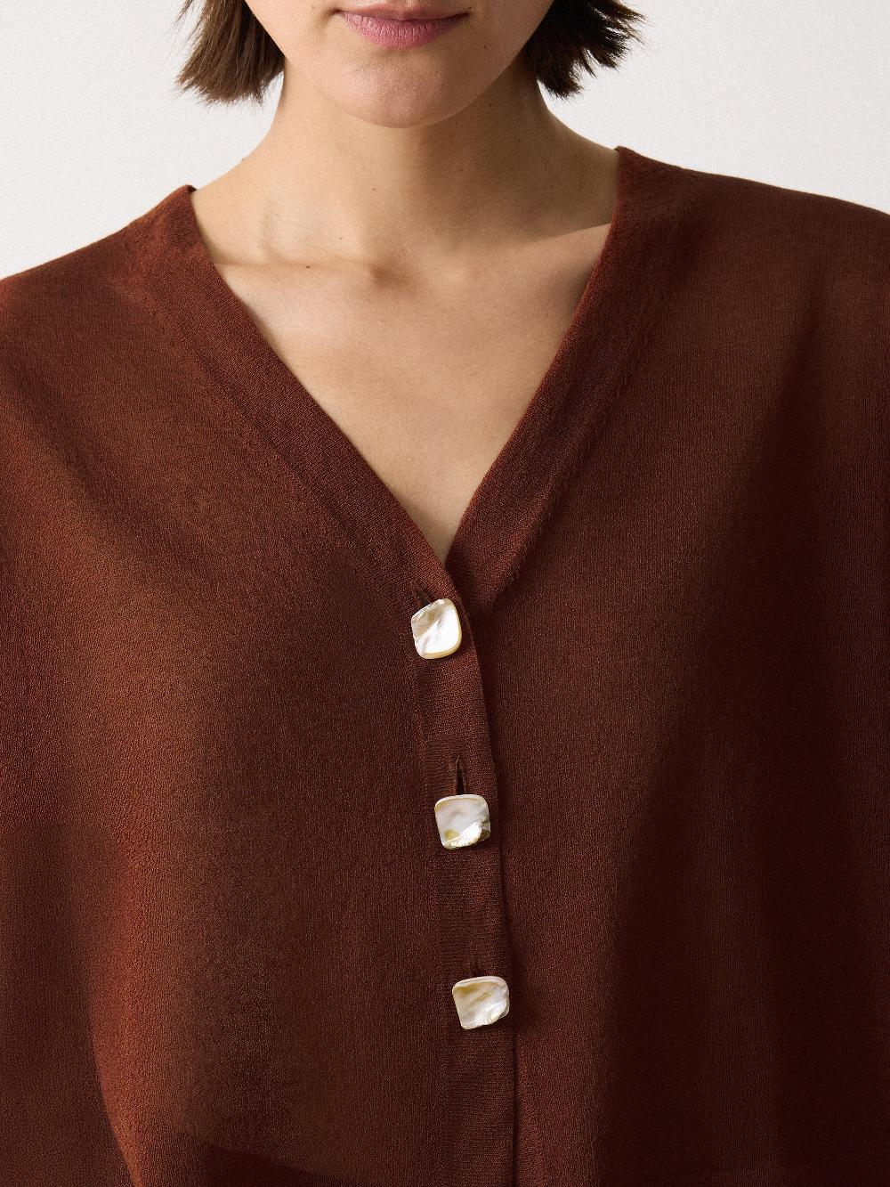 Jigsaw Sheer Linen Blend Cardigan Brown