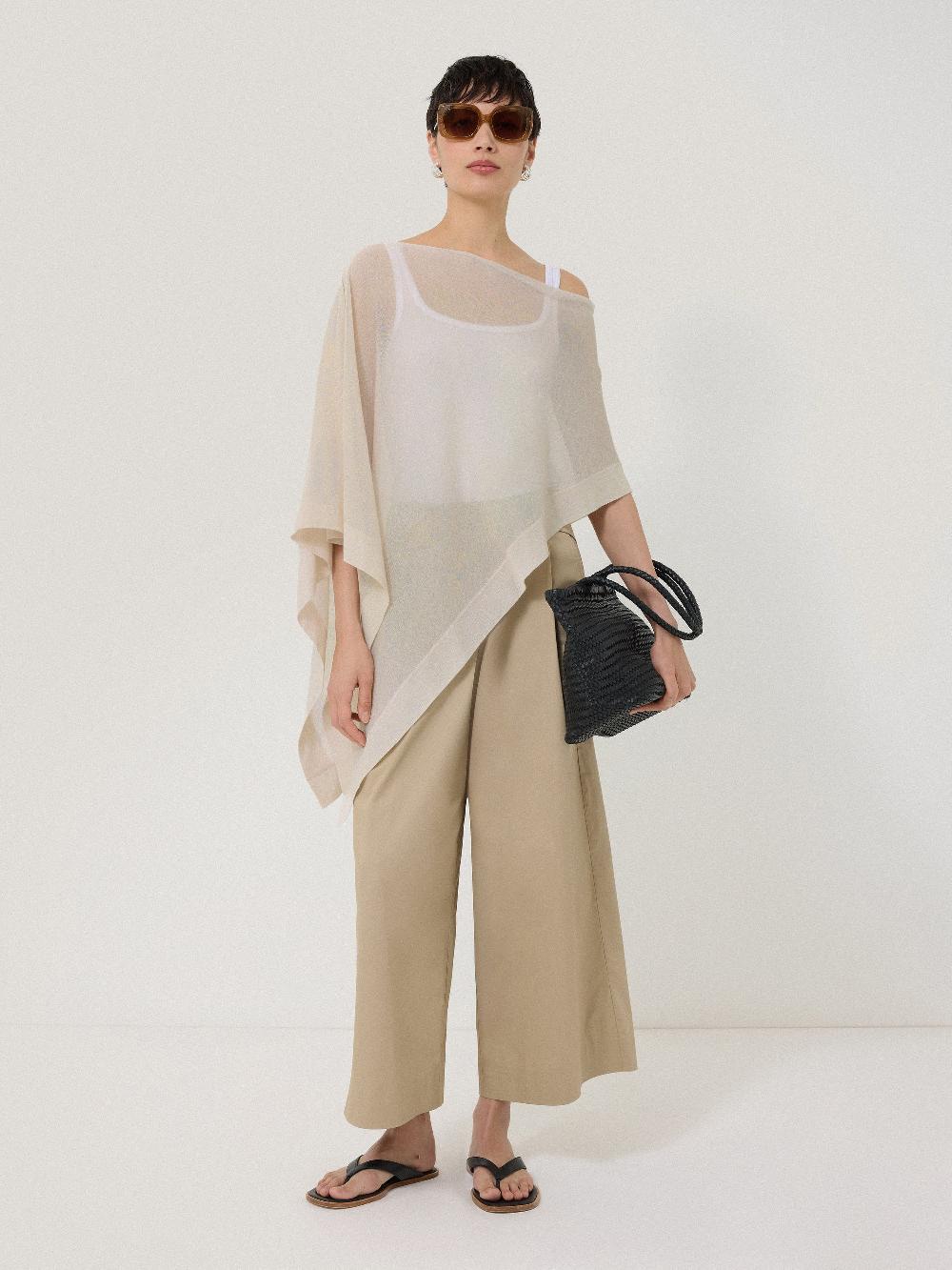 Jigsaw Sheer Linen Blend Poncho Cream
