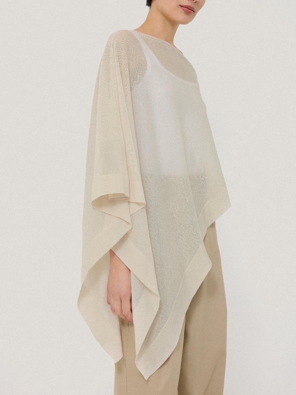 Jigsaw Sheer Linen Blend Poncho Cream