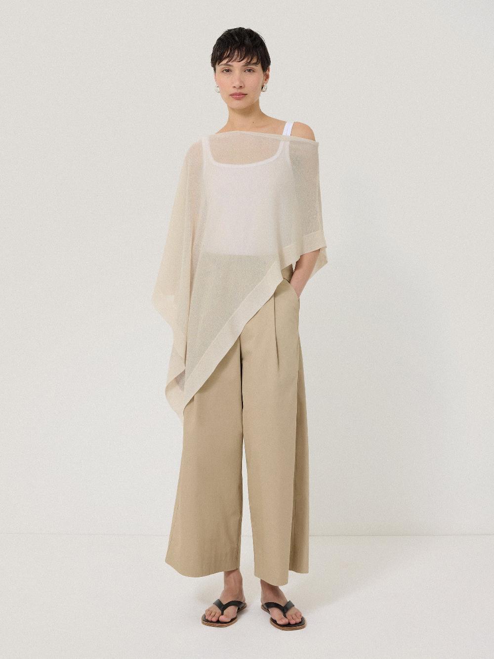 Jigsaw Sheer Linen Blend Poncho Cream