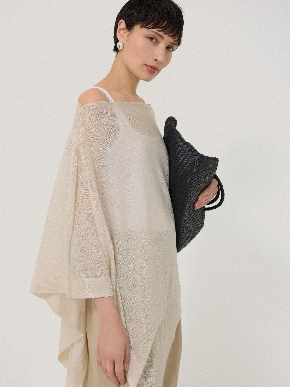 jigsaw Sheer Linen Blend Poncho Cream