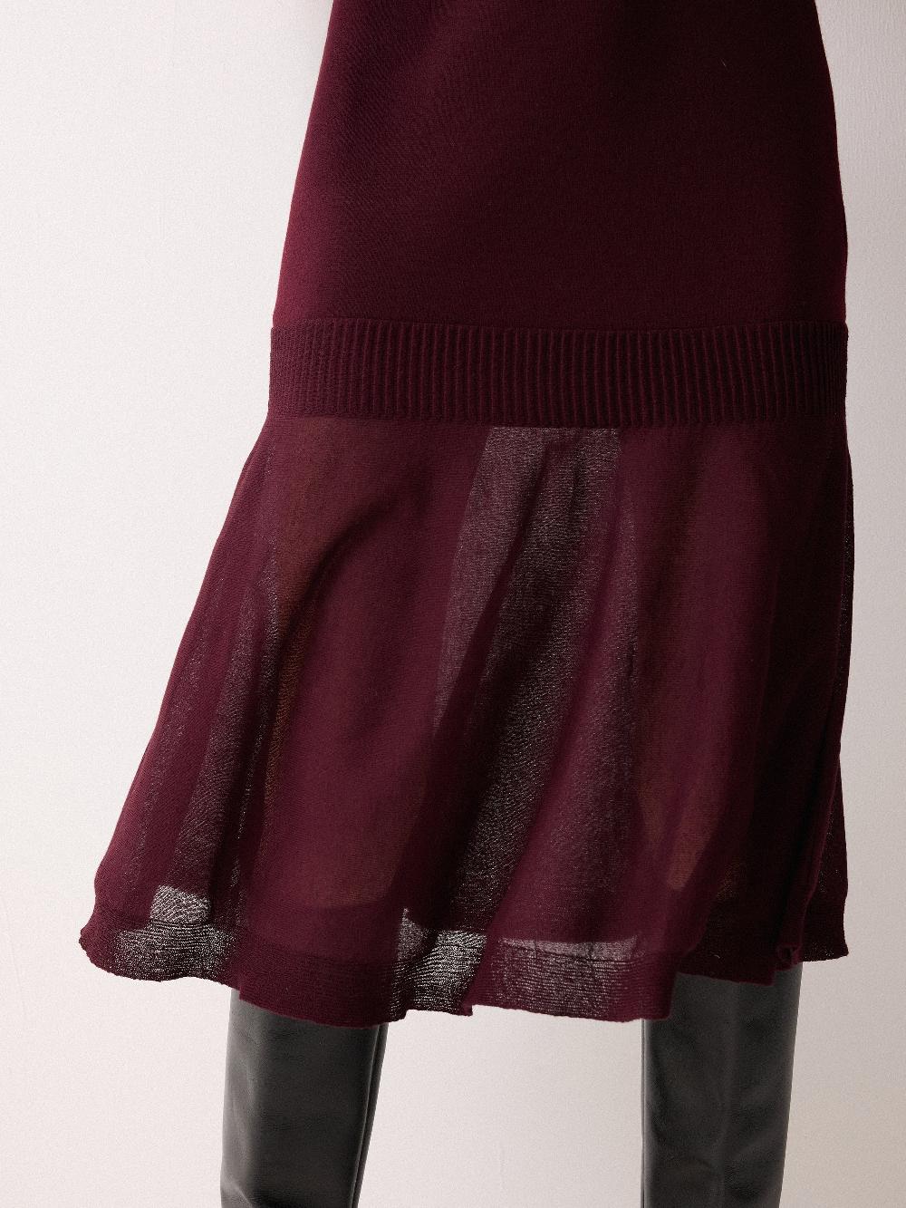 Jigsaw Sheer Panel Knit Dress Burgundy