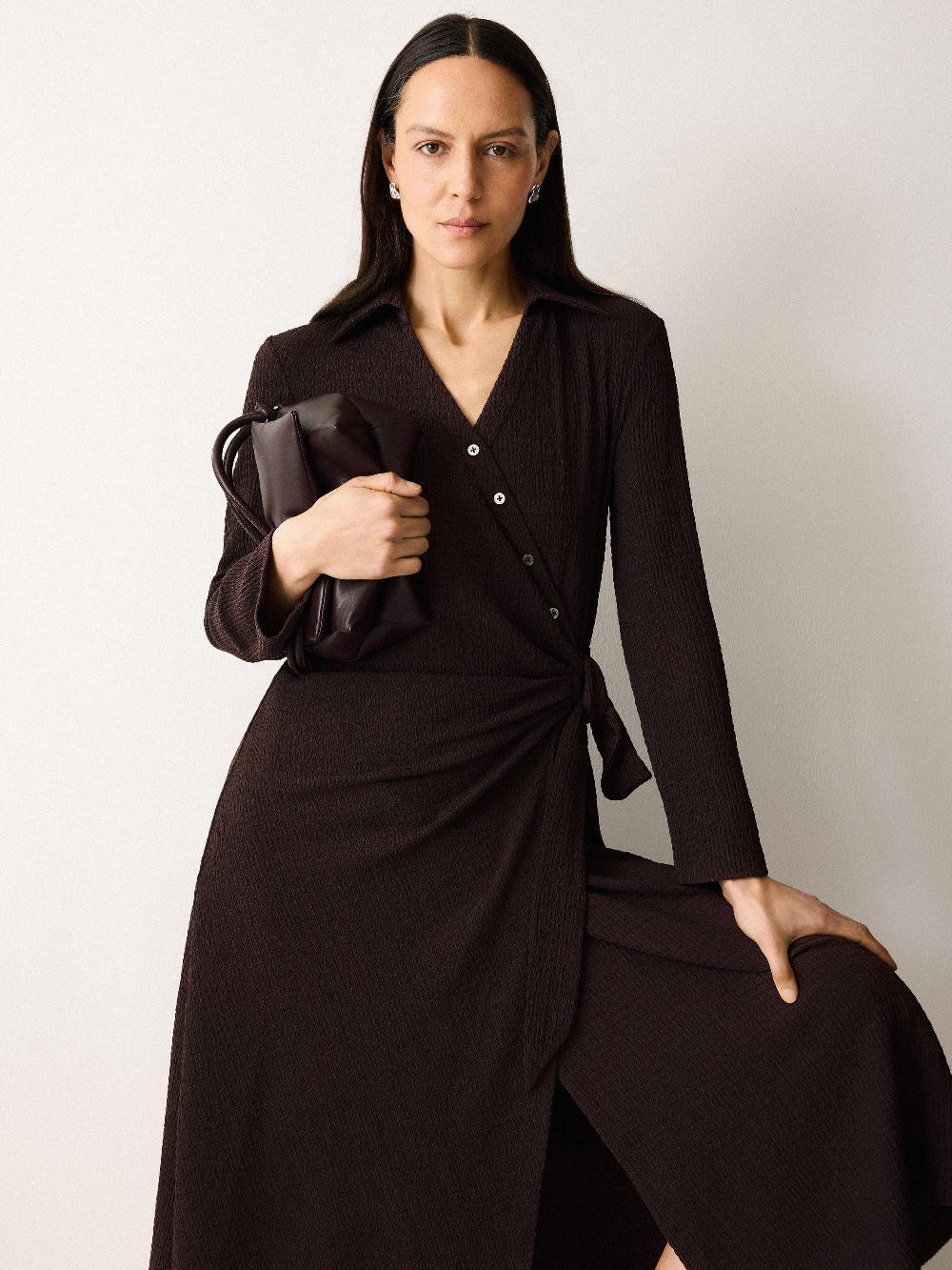 jigsaw Shirt Wrap Dress Oxblood