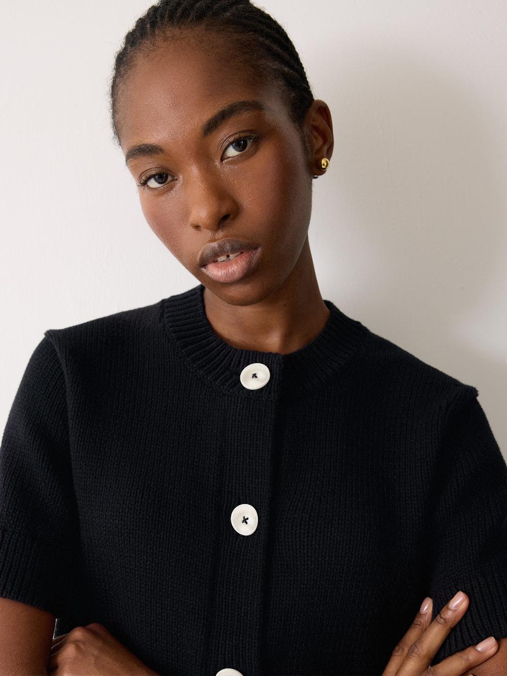 Jigsaw Short Sleeve Cardi Top Navy