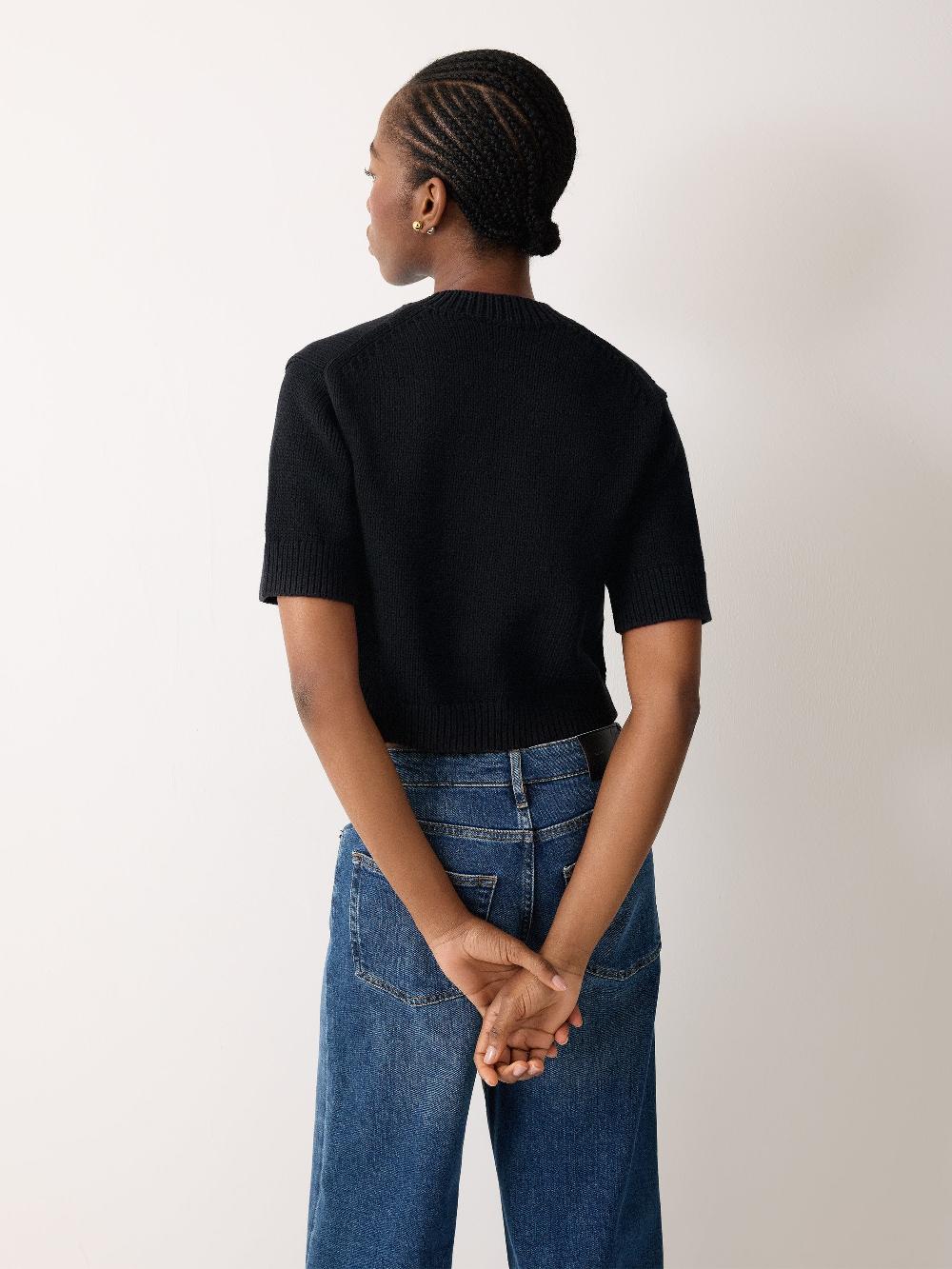 Jigsaw Short Sleeve Cardi Top Navy