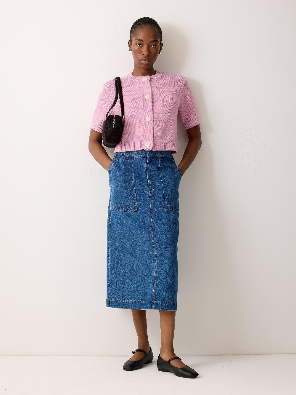 Jigsaw Short Sleeve Cardi Top Pink