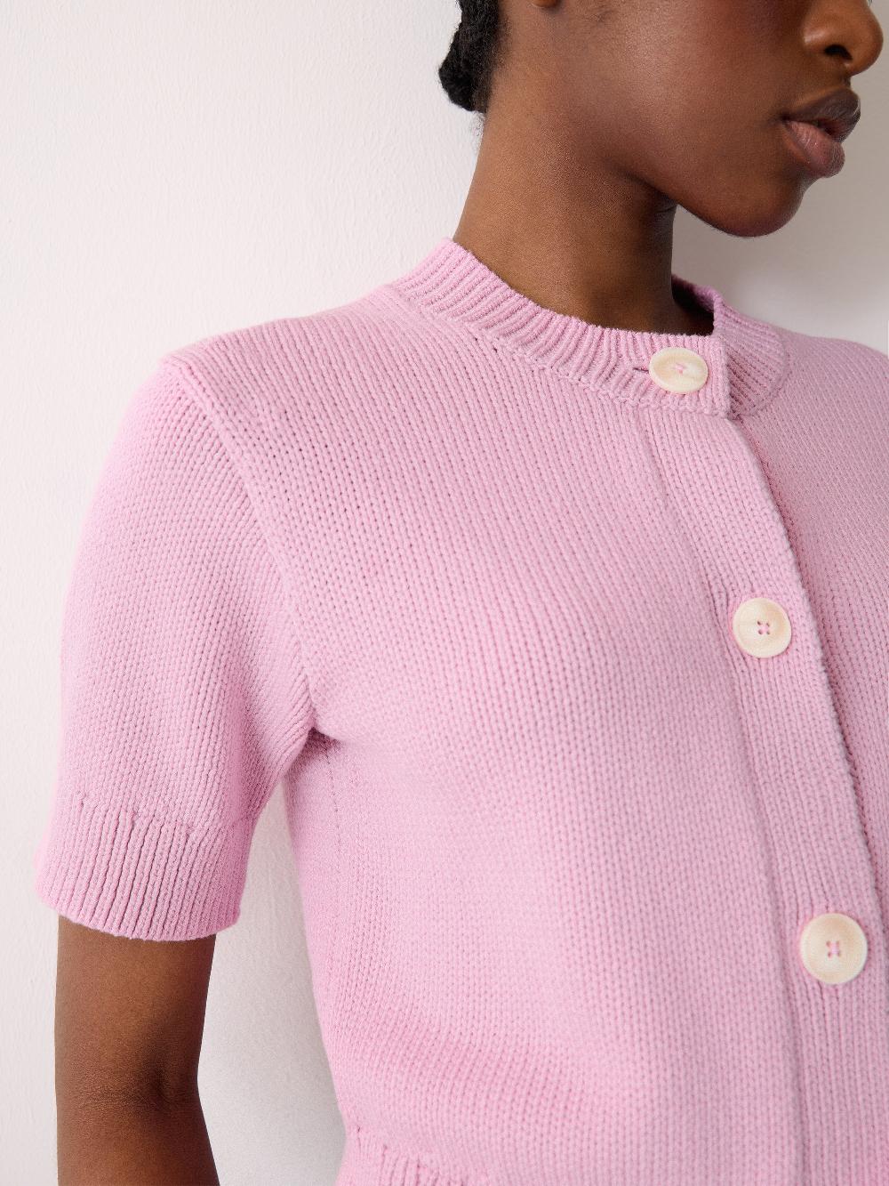 Jigsaw Short Sleeve Cardi Top Pink