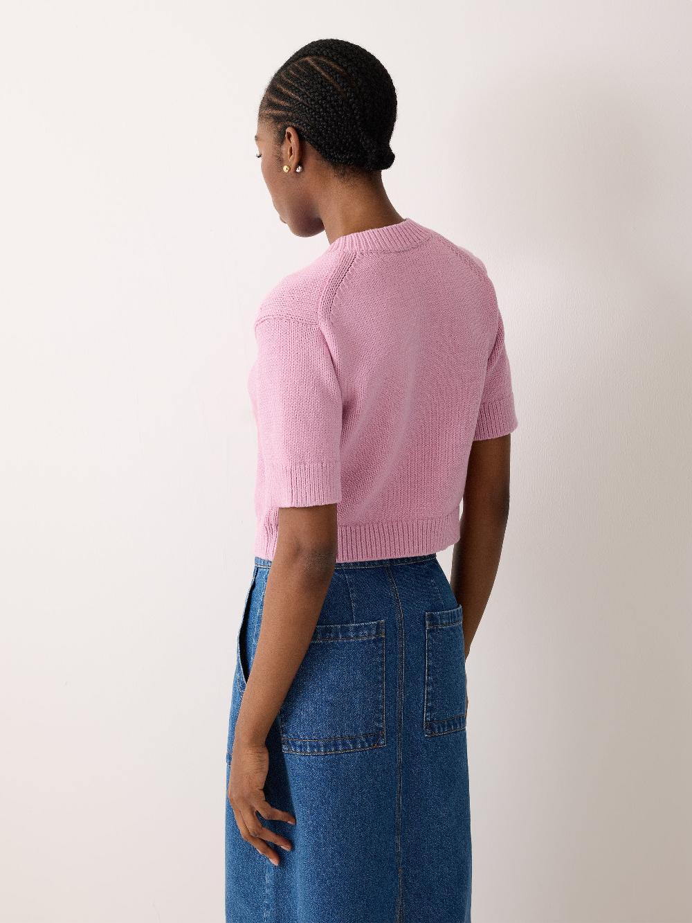 Jigsaw Short Sleeve Cardi Top Pink