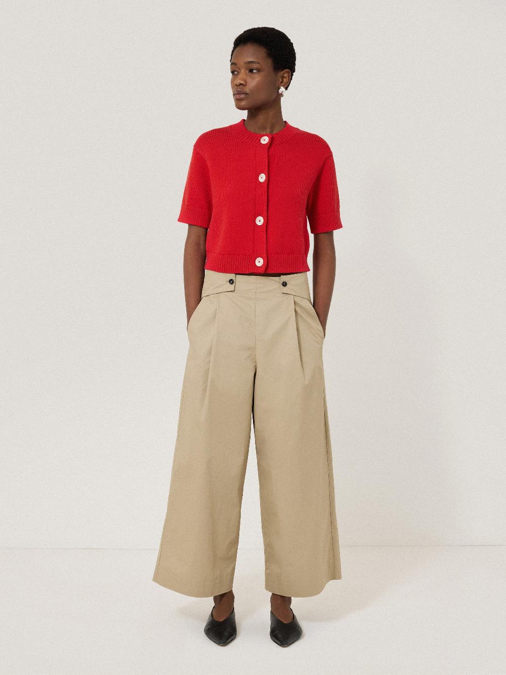 Jigsaw Short Sleeve Cardigan Top | Red Red