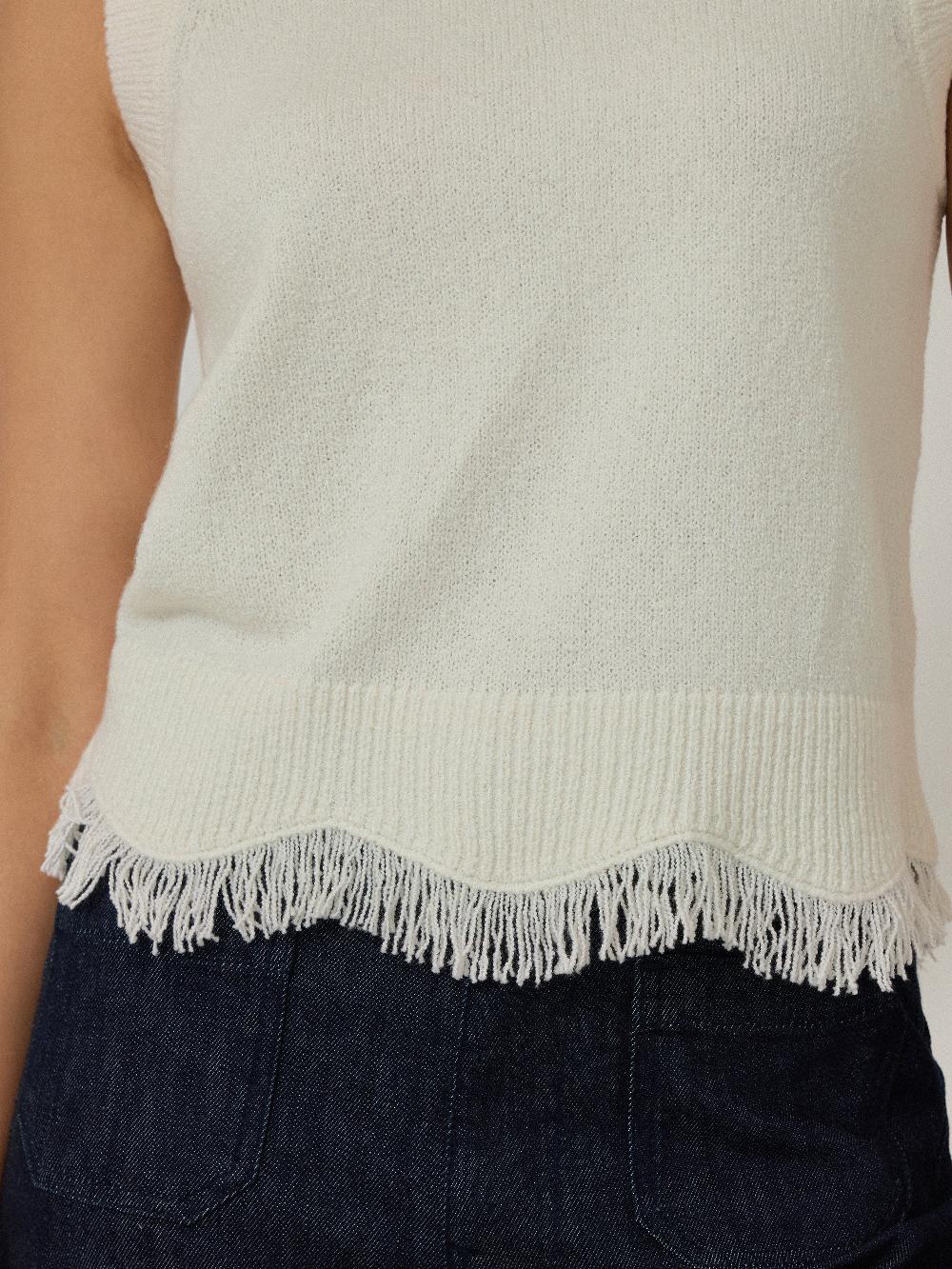 Jigsaw Silk Blend Boucle Fringe Tank Ivory