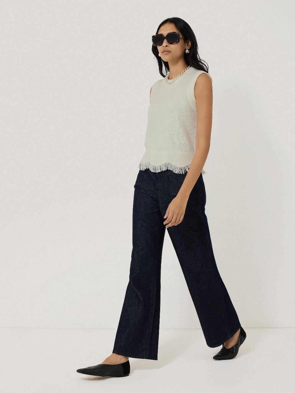 Jigsaw Silk Blend Boucle Fringe Tank Ivory