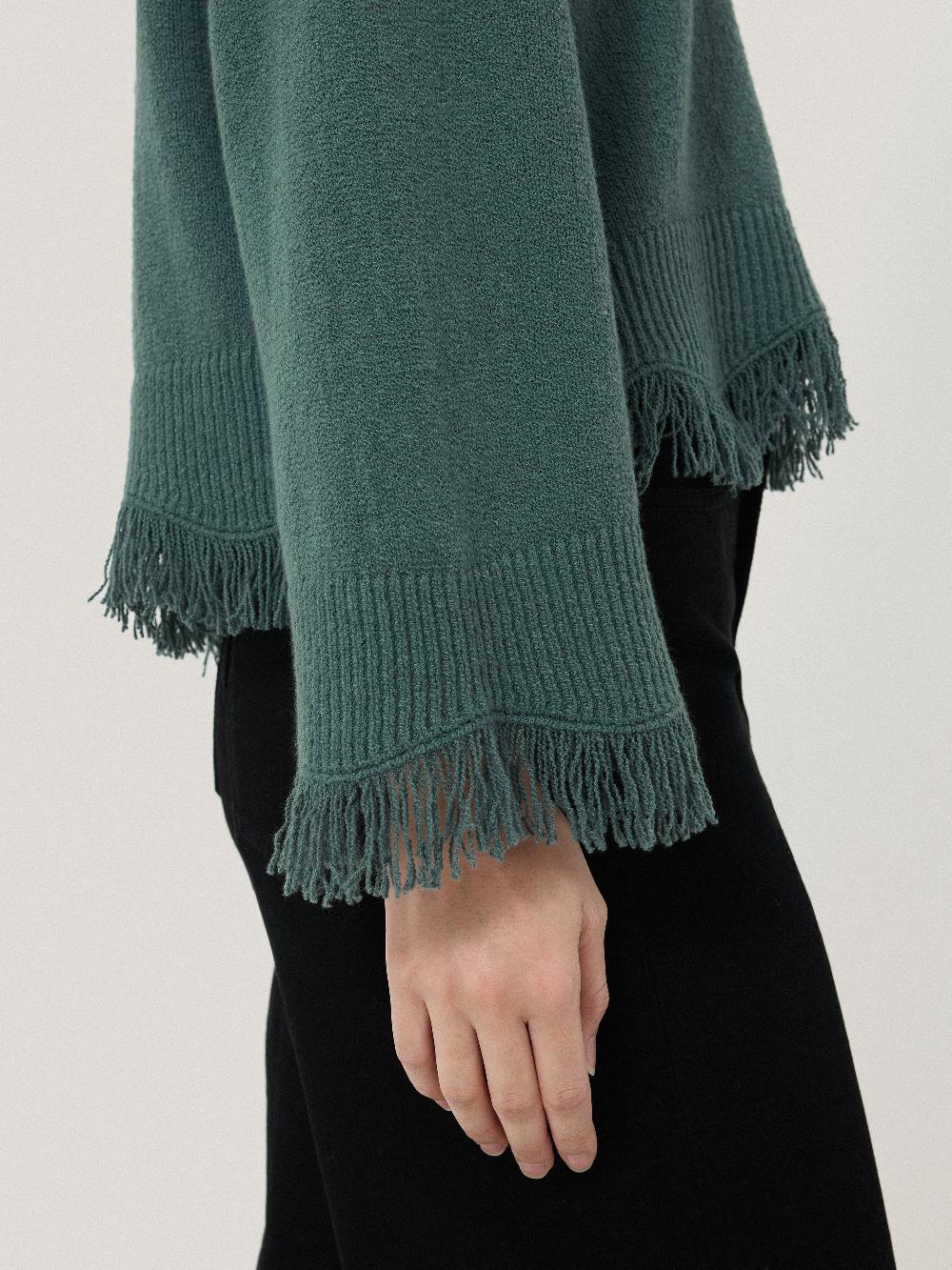 Jigsaw Silk Blend Boucle Fringe Top Blue