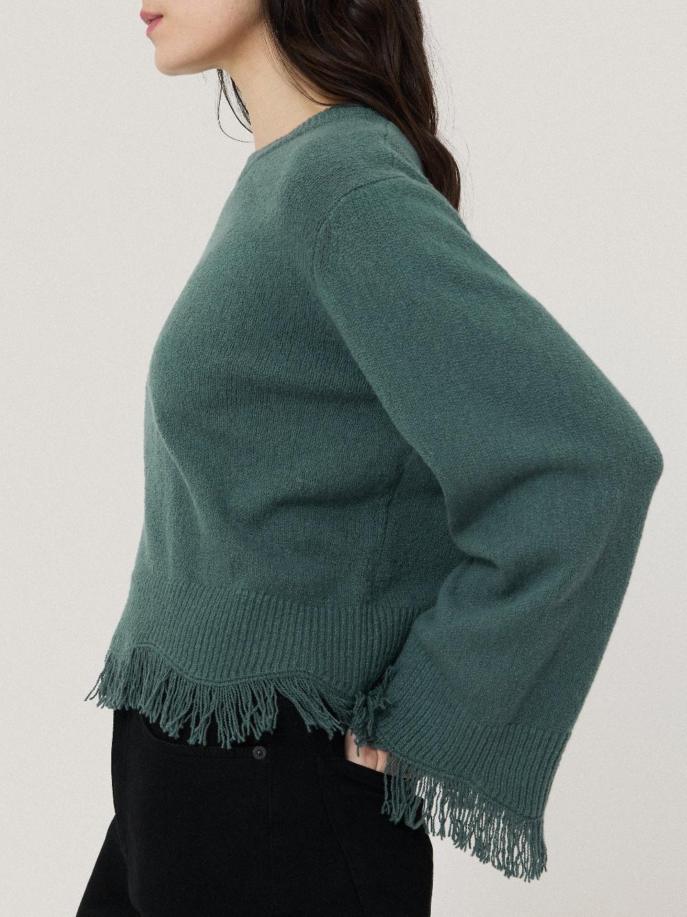 Jigsaw Silk Blend Boucle Fringe Top Blue