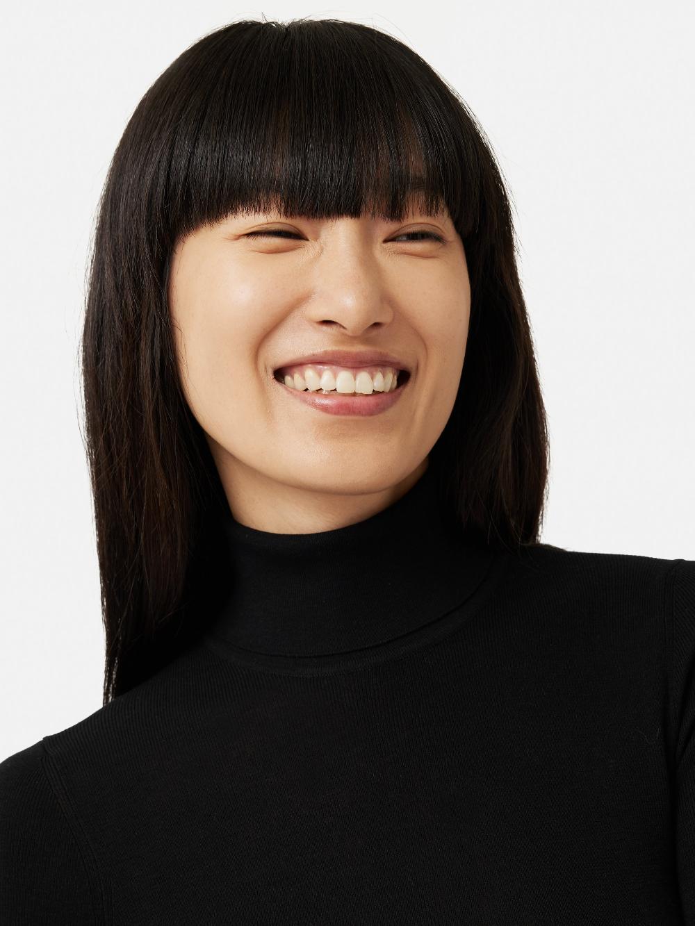 Jigsaw Silk Cotton Polo Jumper Black