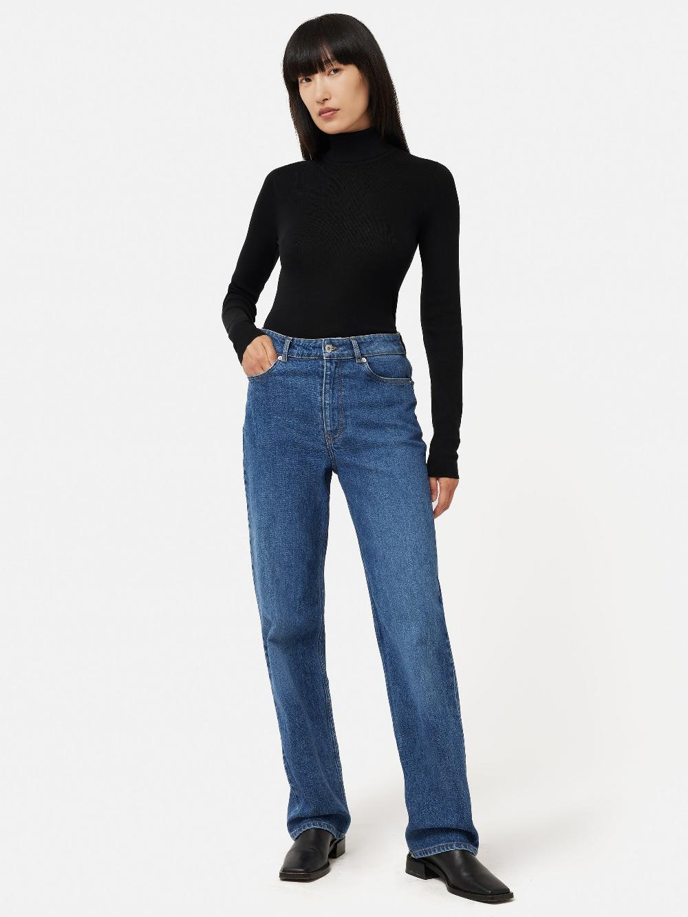 Jigsaw Silk Cotton Polo Jumper Black