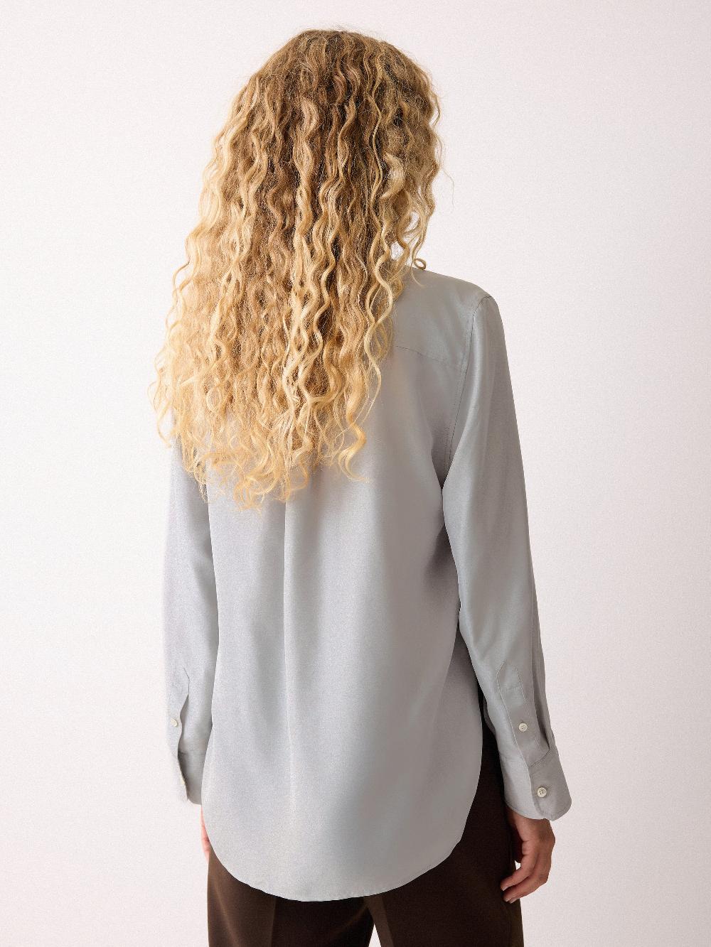 Jigsaw Silk Habotai Classic Shirt Grey