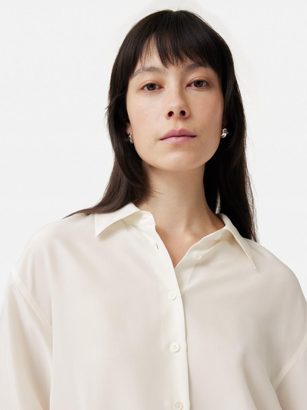 Jigsaw Silk Habotai Relaxed Shirt Ivory