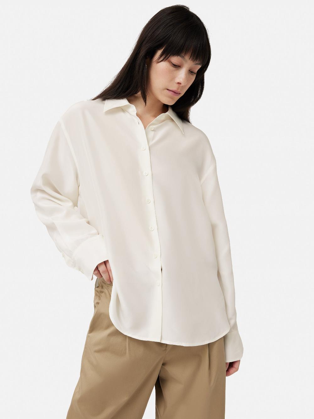 Jigsaw Silk Habotai Relaxed Shirt Ivory