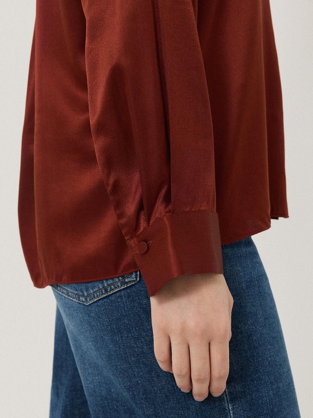 Jigsaw Silk Satin Blend Shirt Burgundy