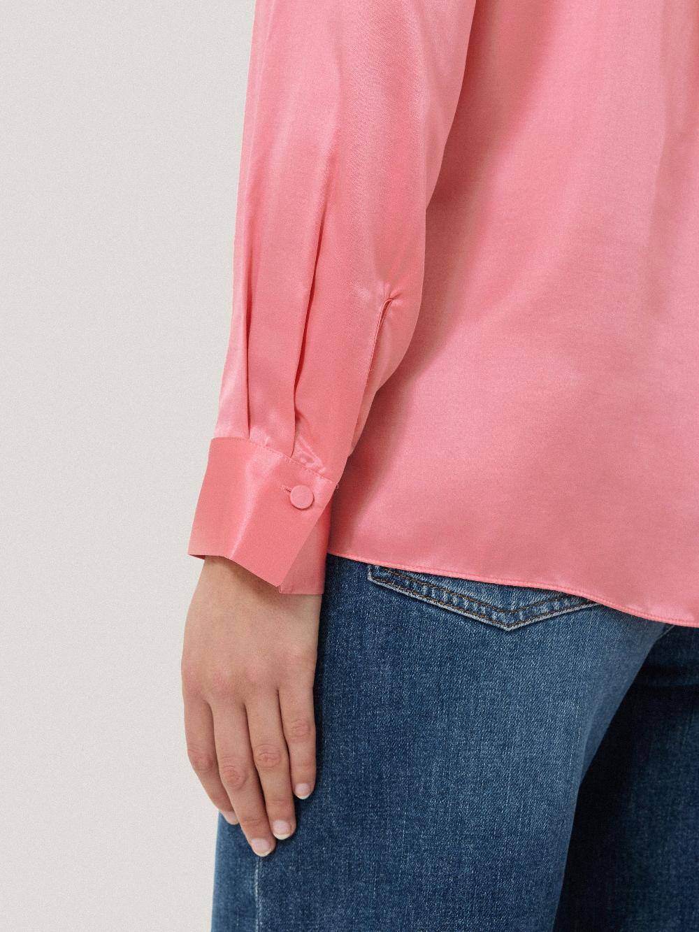 Jigsaw Silk Satin Blend Shirt Pink