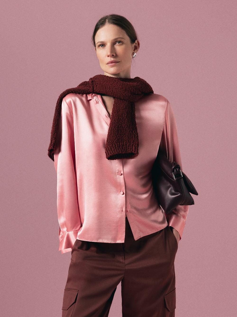 jigsaw Silk Satin Blend Shirt Pink