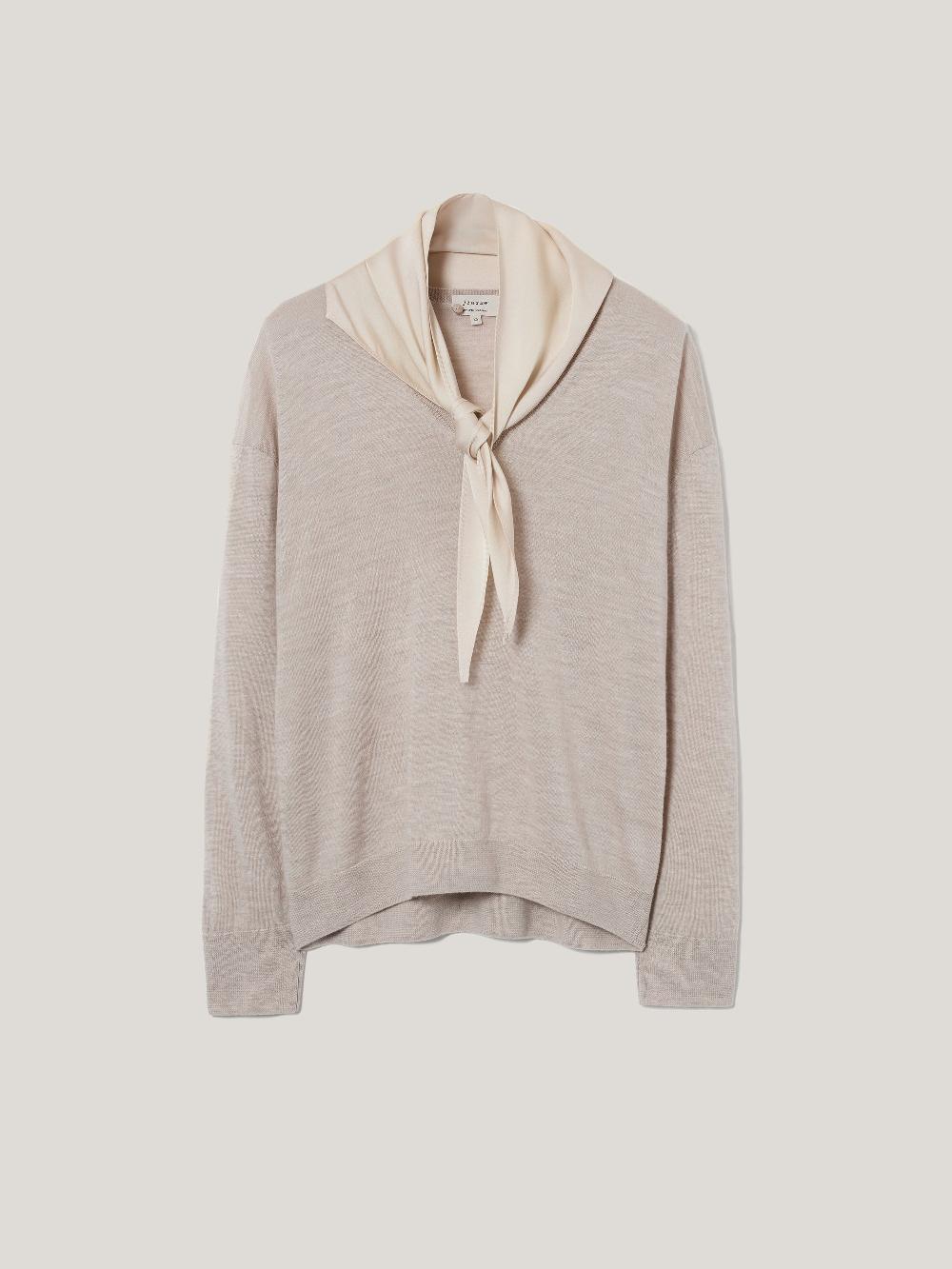 Jigsaw Silk Scarf Merino Jumper Cream