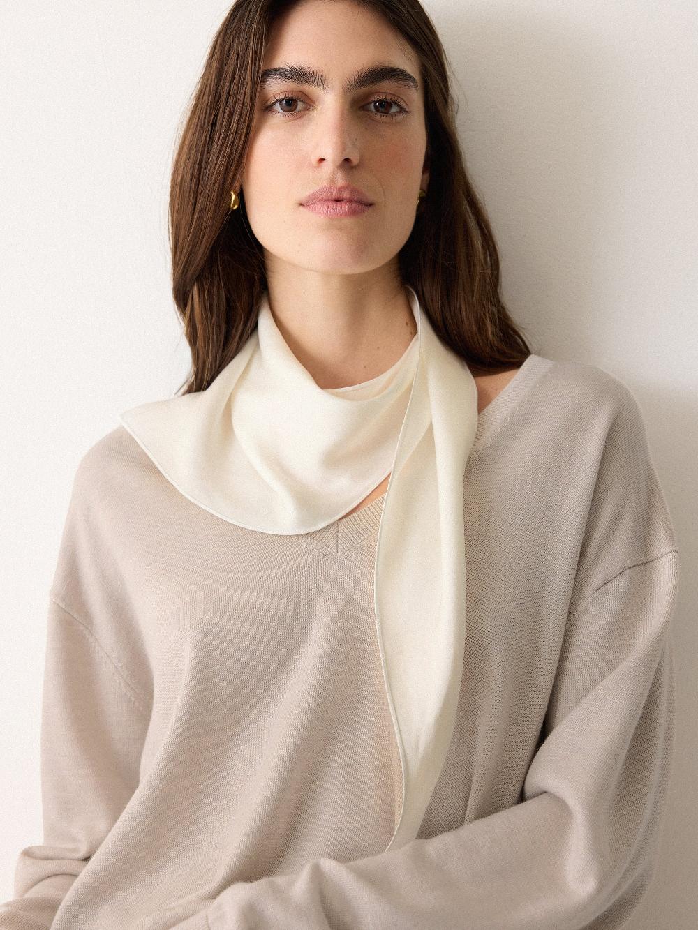 Jigsaw Silk Scarf Merino Jumper Cream