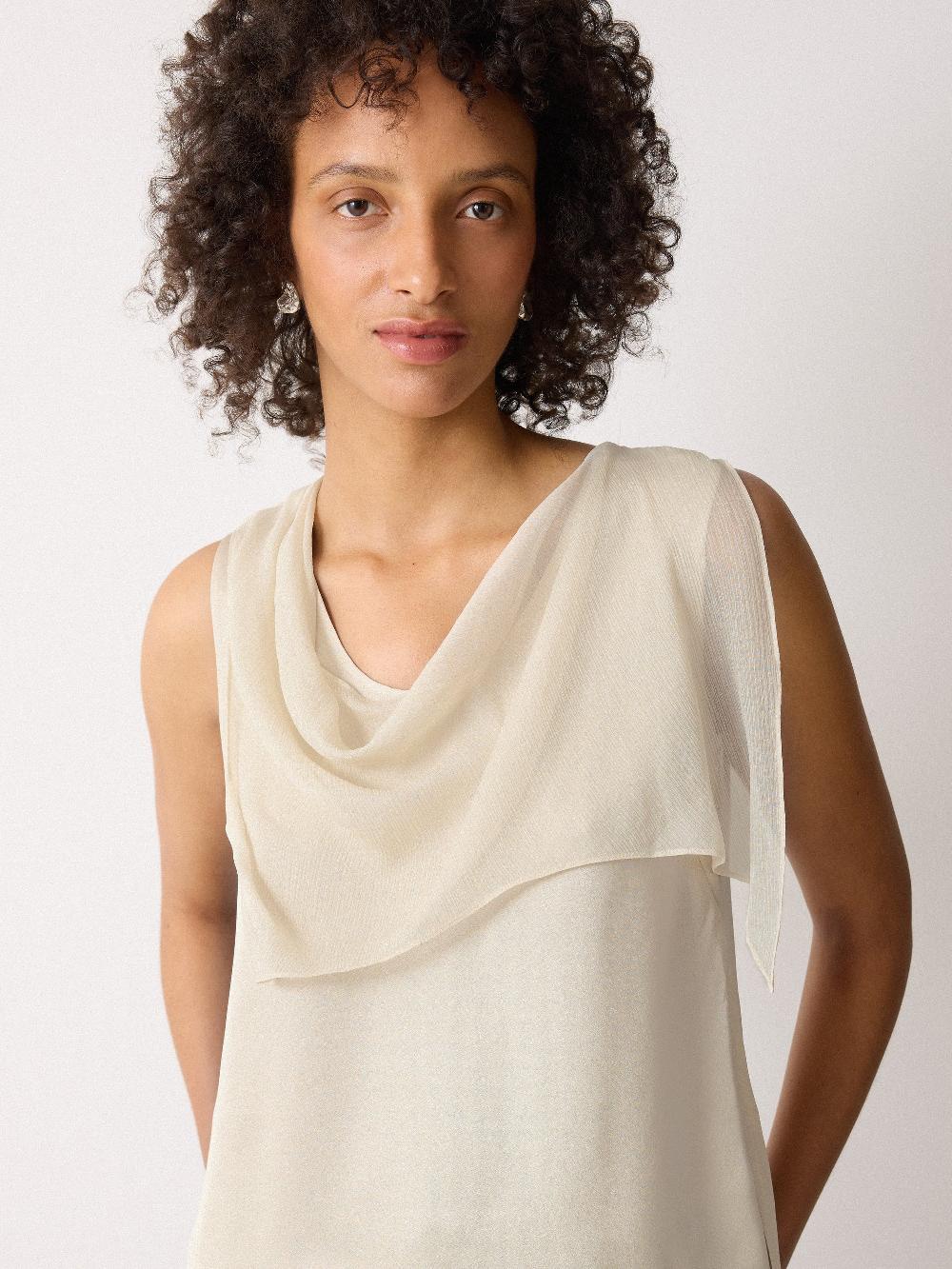 Jigsaw Silk Trim Drape Top Cream