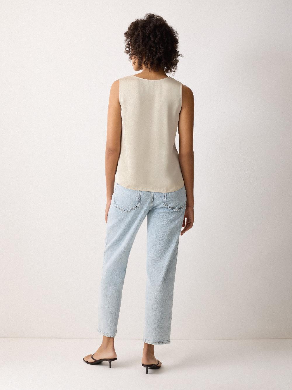 Jigsaw Silk Trim Drape Top Cream