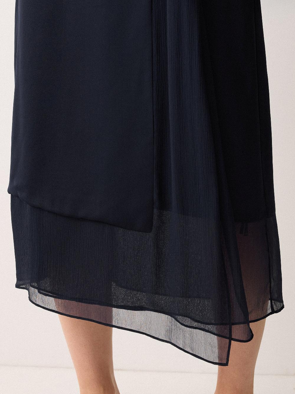 Jigsaw Silk Trim Layered Skirt Navy