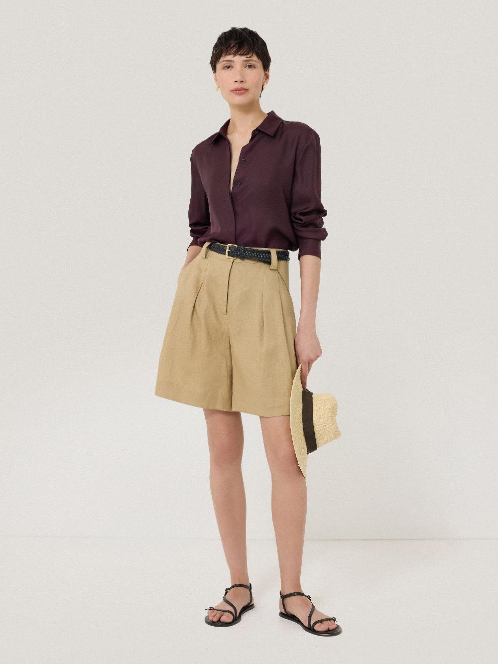 Jigsaw Silk Twill Shirt Oxblood