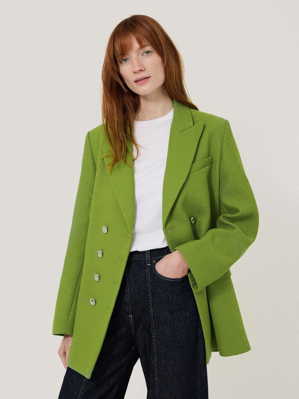 jigsaw Silver Button Military Jacket Green
