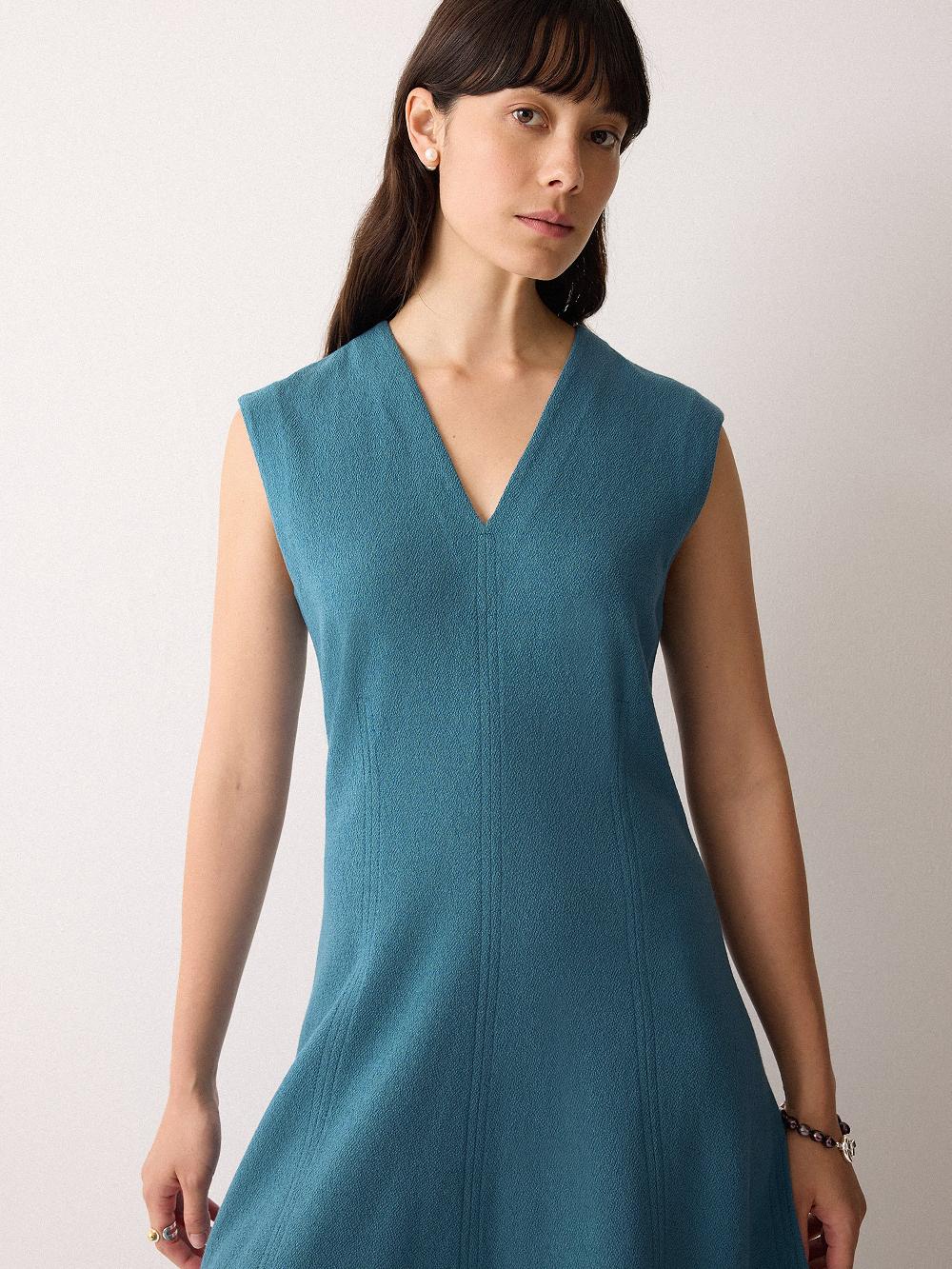 jigsaw Sleeveless Stitched Dress Blue