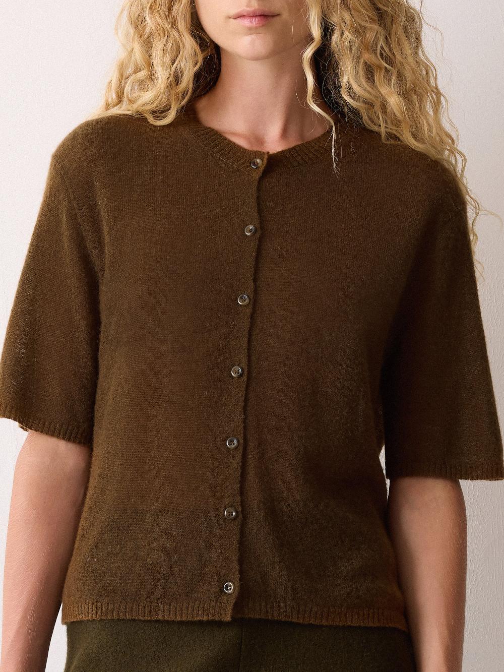 Jigsaw Soft Gauzy Button T-shirt Brown