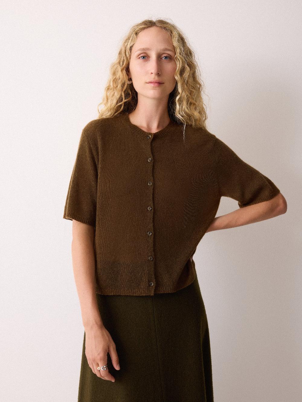 Jigsaw Soft Gauzy Button T-shirt Brown
