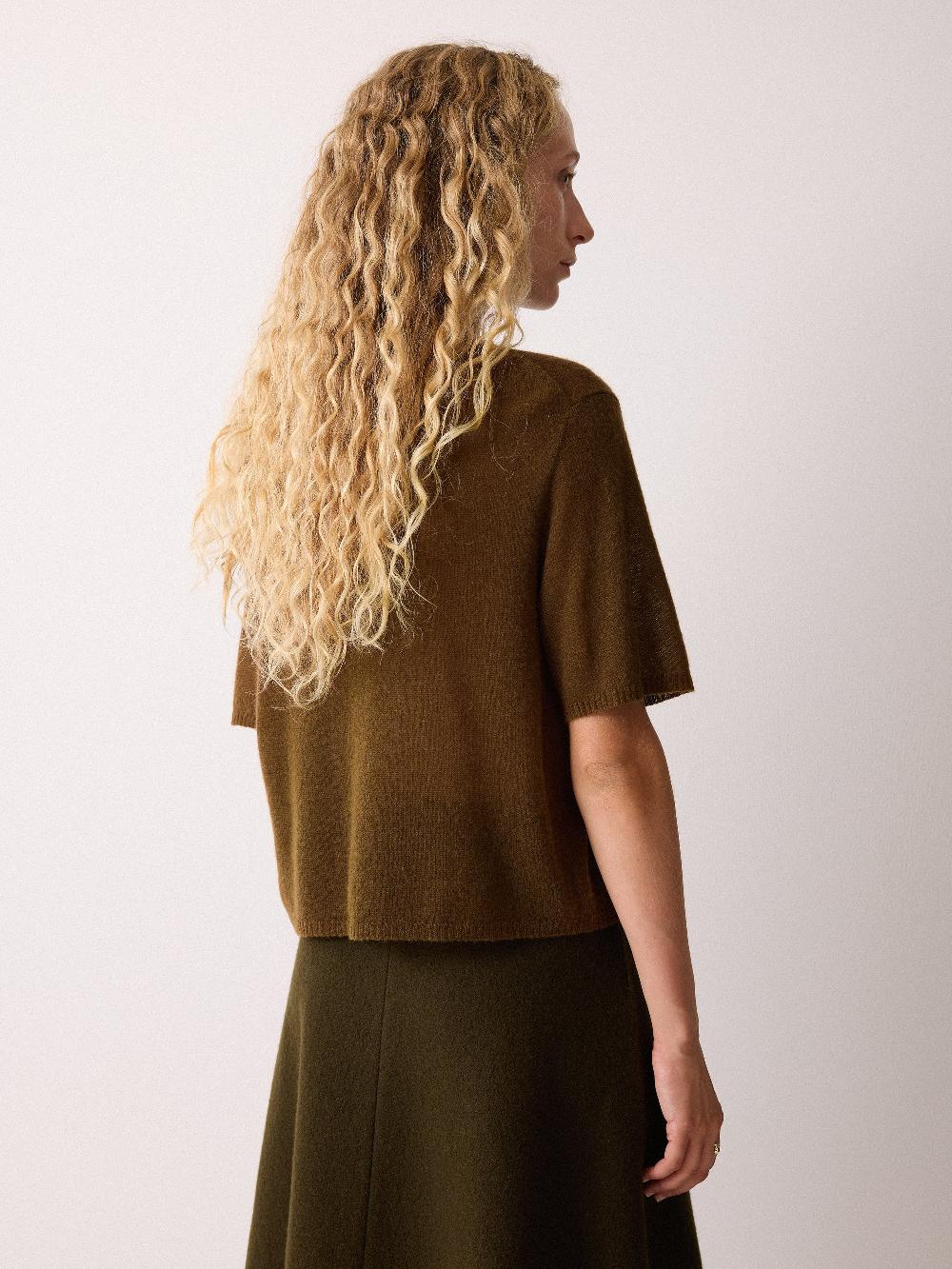 Jigsaw Soft Gauzy Button T-shirt Brown