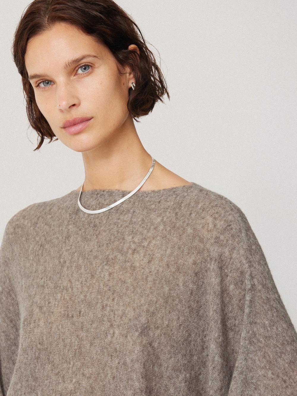 Jigsaw Soft Gauzy Knit Poncho Jumper Taupe