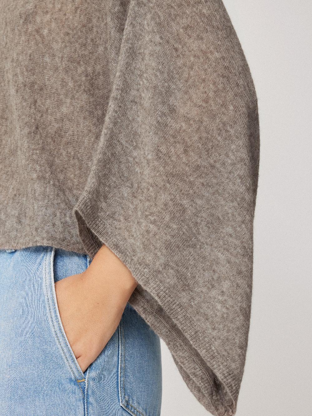 Jigsaw Soft Gauzy Knit Poncho Jumper Taupe