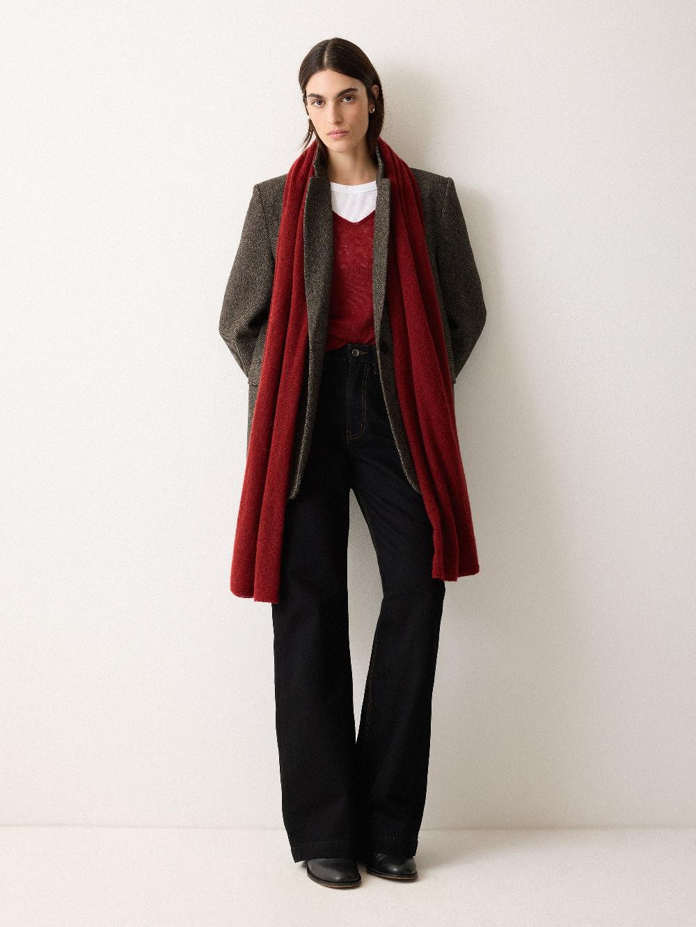 Jigsaw Soft Gauzy Knit Scarf Red