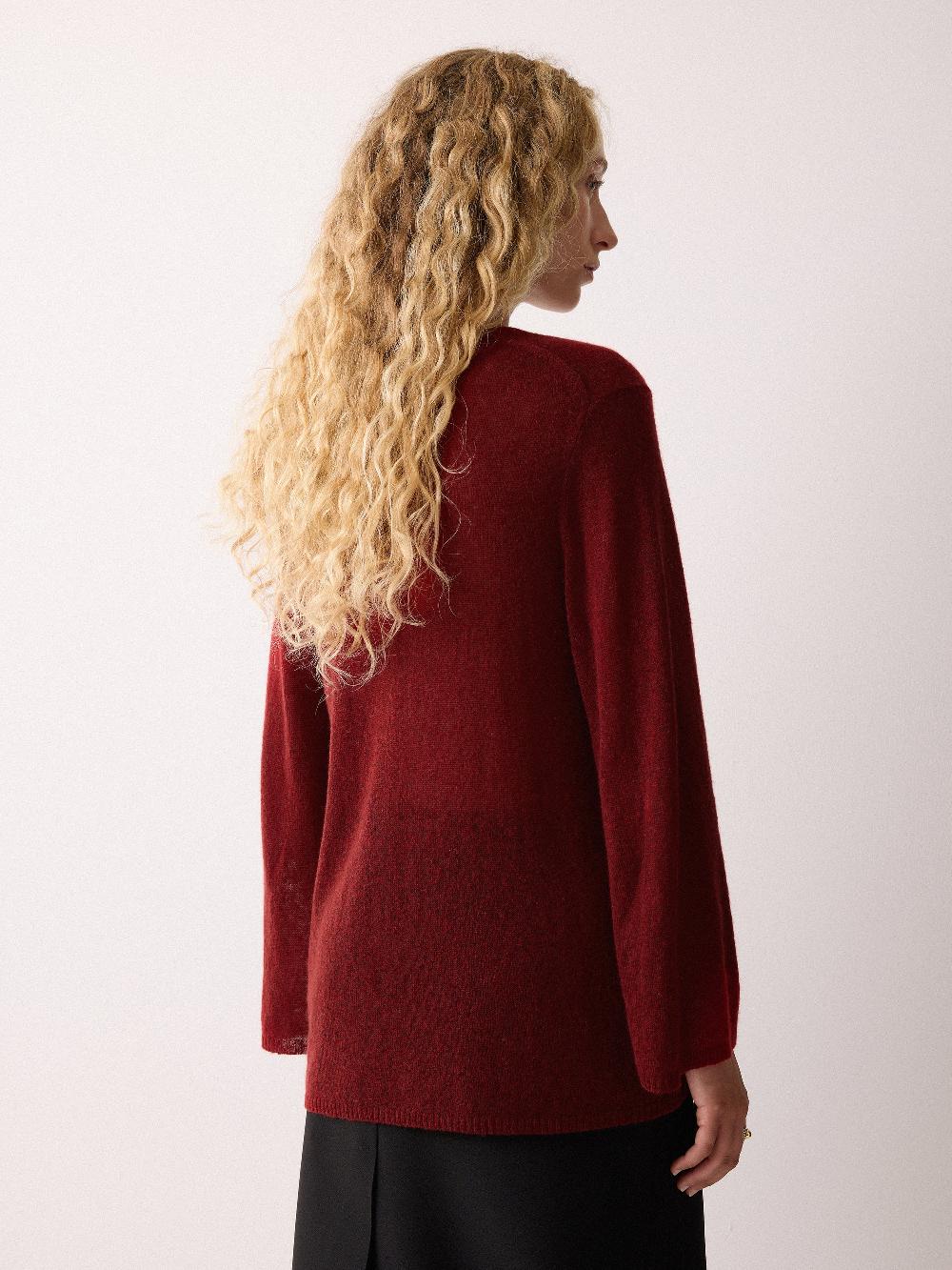 Jigsaw Soft Gauzy V Neck Jumper Red