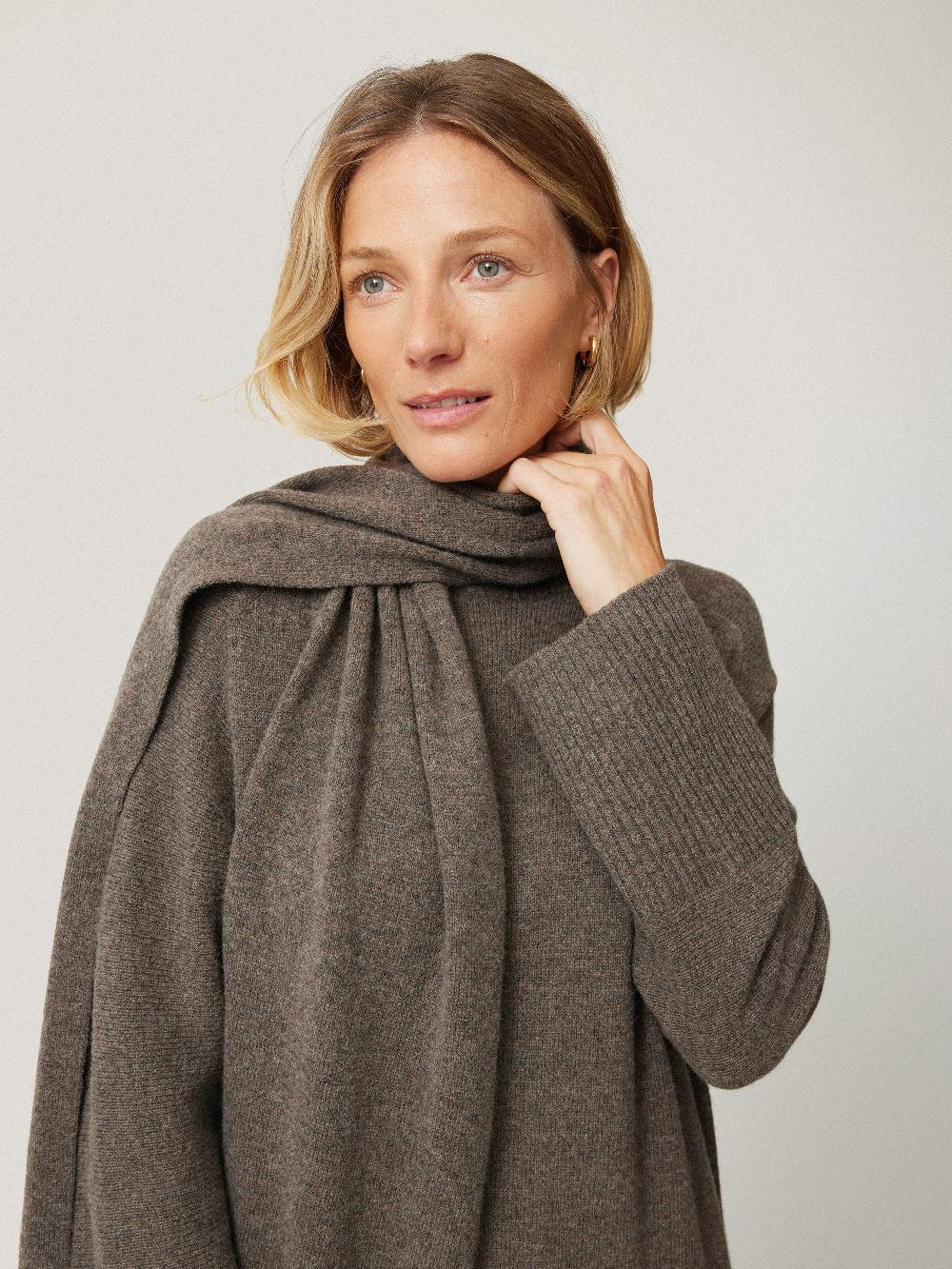 Jigsaw Soft Wool Scarf Jumper Dress Taupe