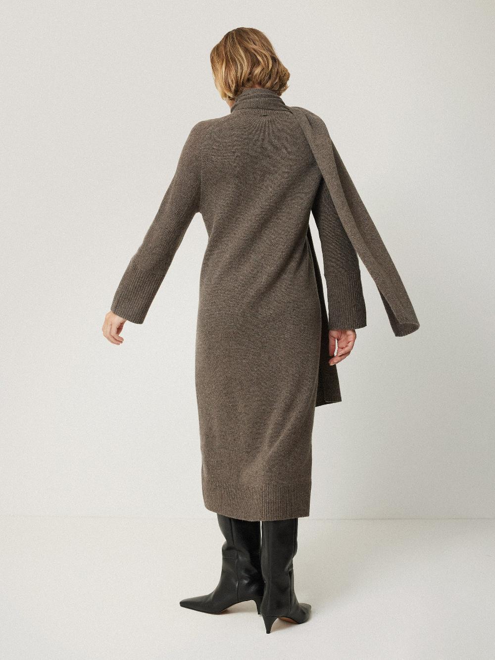 Jigsaw Soft Wool Scarf Jumper Dress Taupe