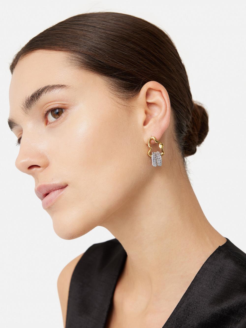 Jigsaw Sparkle Loop Earrings Gold