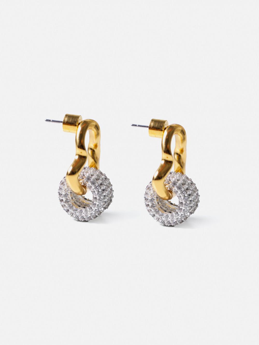Jigsaw Sparkle Loop Earrings Gold