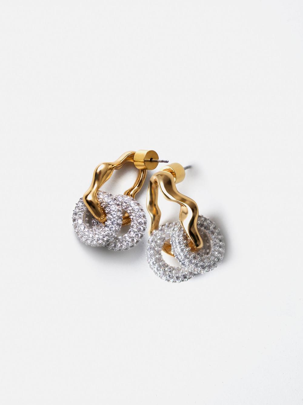 jigsaw Sparkle Loop Earrings Gold